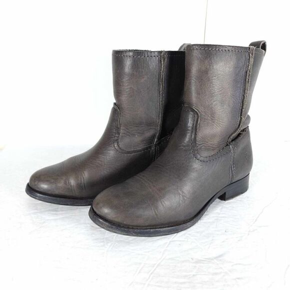 Frye Women's Melissa Slouch Short US 5,5 Brown Leather Pull On Ankle Boots - Picture 1 of 12